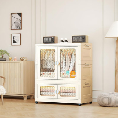 Bacs de rangement empilables, boîte de rangement pliable avec roues, armoires de rangement en plastique pour l'organisation de la maison
