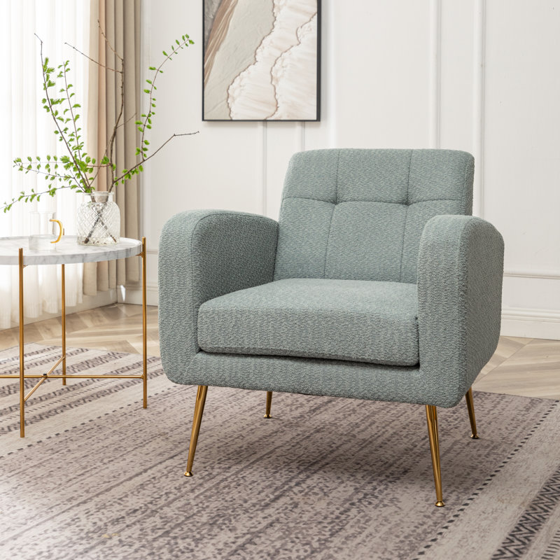 Floriana Upholstered Armchair, Teal Boucle
