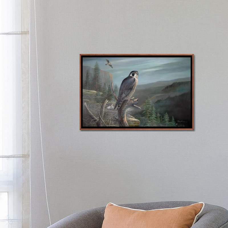 Falcon par Ruane Manning - reproduction d'art, H 18 po x l 26 po x P 1,5 po, Toile avec cadre brun, Aucun mat