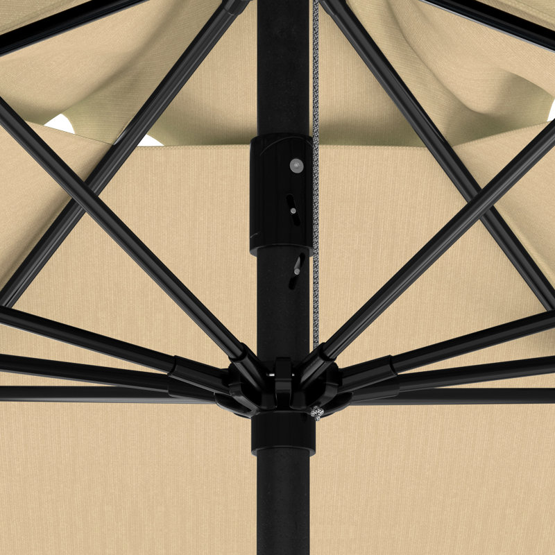 Parasol en fibre de verre 9 pi en aluminium noir 9 pi, Beige antique