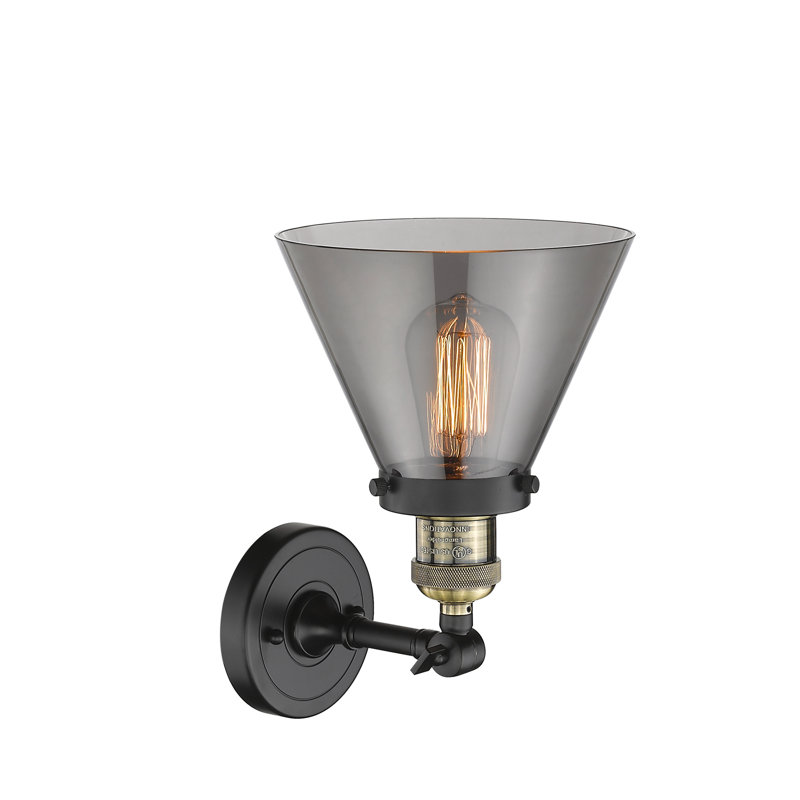Hardie Glass Semi Flush Mount, Black Antique Brass, Smoked, 13.5" H x 6.25" W x 6.25" D
