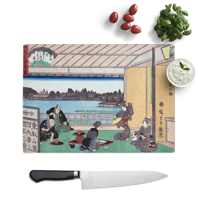 Tempered Glass Teahouse at Hirokoji by Utagawa Hiroshige Chopping Board, 28.5 cm x 20 cm