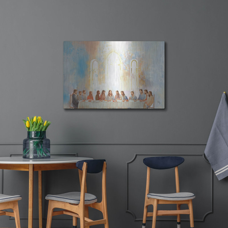 Art mural en métal «La Cène - dernier rassemblement» par Fleur de Lis, H 24 po x l 36 po