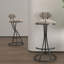 Ensemble de 2 tabourets de bar ronds en velours moderne à rayures en forme de S pour salle à manger et cuisine confortables et élégants-370623749