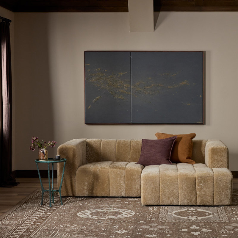Curteria Upholstered Genuine Fur L-Shaped Sofa & Chaise, 28.5" H x 90" W x 68" D, Left Hand Facing