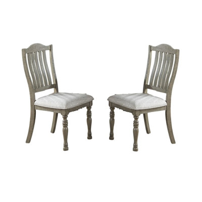 Classic Light Grey Plush Upholstered Cushion Chairs Set Of 2Pc Dining Chair Open Slats Back Design -  Corrigan StudioÂ®, B0C4EA9B886543B5BE6FE689B3374A13