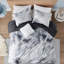 Édredon Tie Dye avec bordure décorative passepoilée et coussin décoratif carré - Ensemble de literie eau