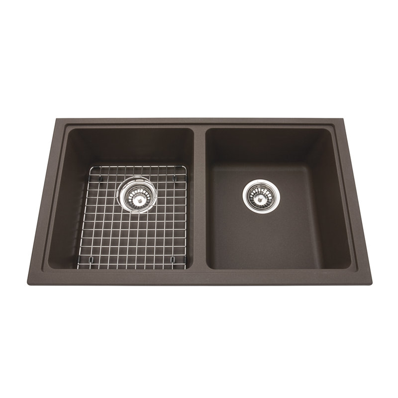 Évier de cuisine à double cuve encastrable l 31 po x l 18 po granite, Tempête