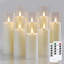 Pack of 8 Acrylic Flameless Flickering 5.5cm x12.5 15 15 17.5 17.5 17.5 20 20cm Ivory Plastic LED Candles with Remote, Battery Operated Cycle Timer Bulk Long Lasting Realistic Pillar Candles