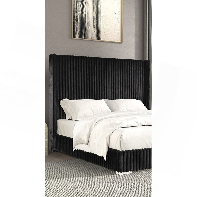 Mobilier de chambre à coucher contemporain 1pc, Lit simple, Noir