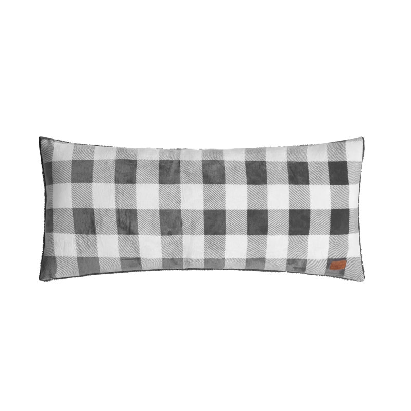 Dearfoams Royal Plush Plaid Full Body Pillow, Gray/White