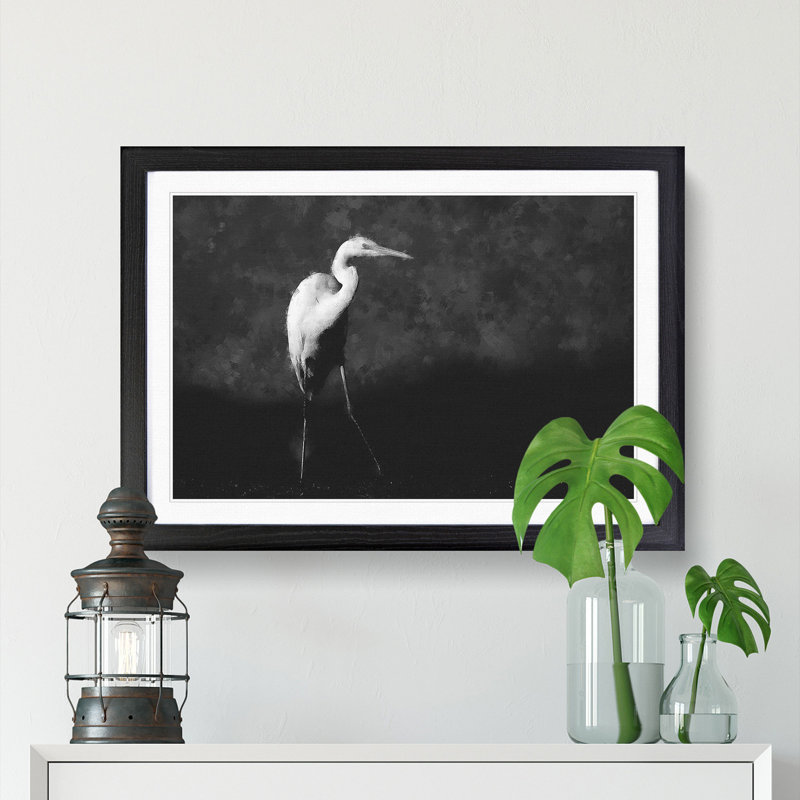 Stork Bird - Picture Frame Graphic Art Print, Black Framed, 62cm H x 87cm W x 2cm D