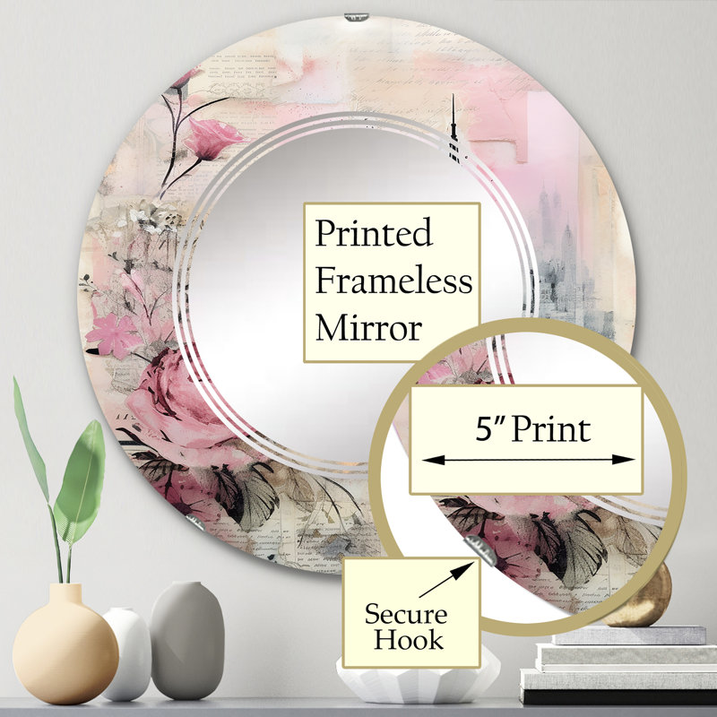 Sarcoline - Miroir mural rond New York, 24 po x 24 po