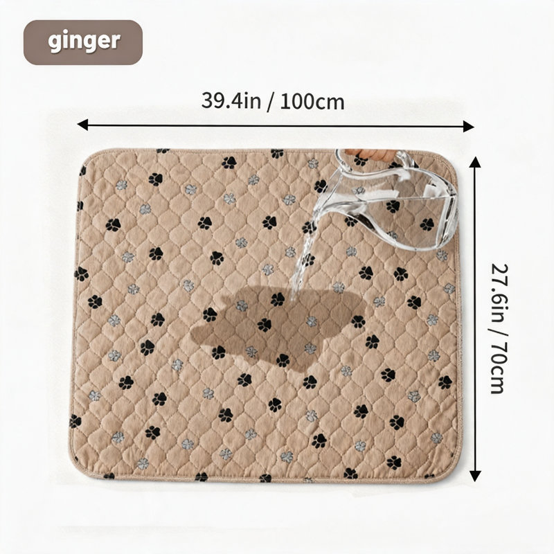 Tapis de lit imperméable pour animal de compagnie, coussins lavables doux antidérapants à empreintes de pattes pour la protection du sol