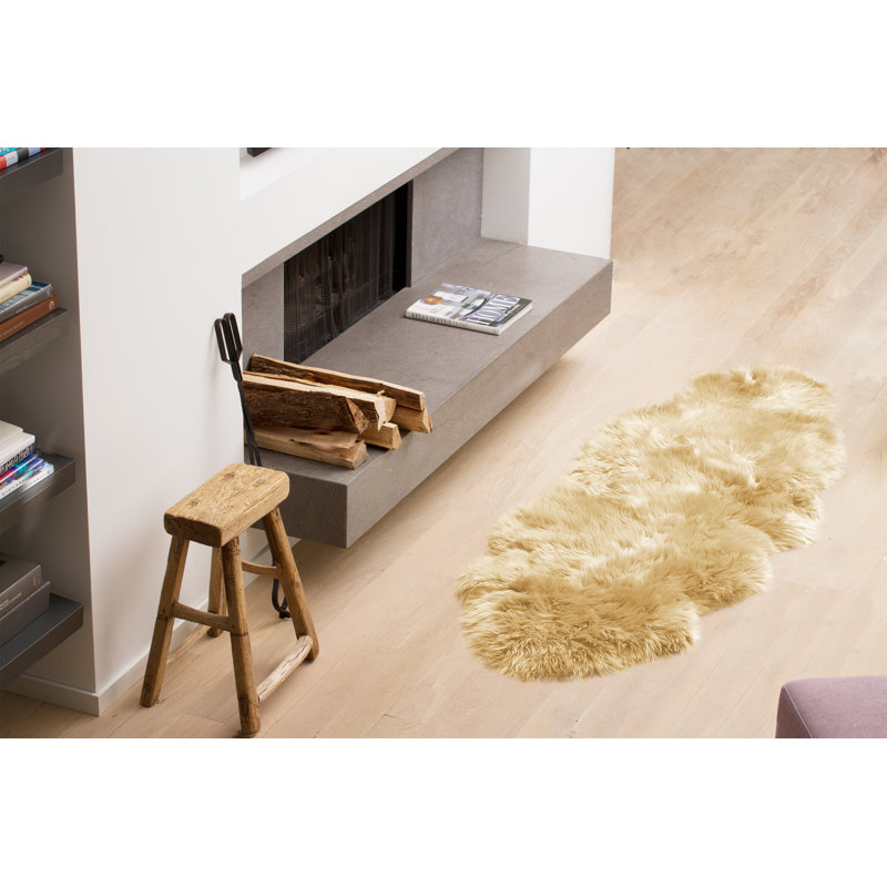 Gradient Gray Single Sheepskin - Area Rug, Novelty 2' x 6'