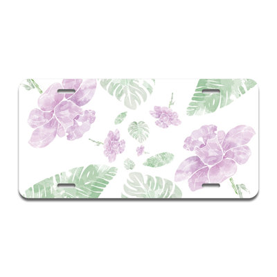 Water Colour Flowers Aluminum Licence Plate| Licence Plate 12" X 6"