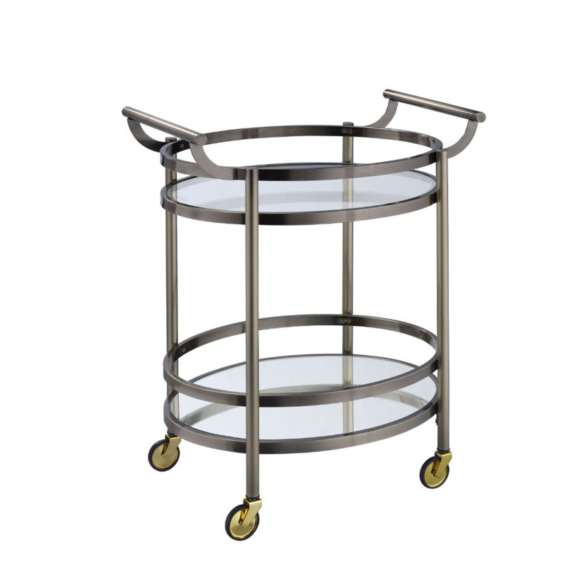 SERVING CART, 63" H x 4" W x 27" D, Bronze/Clear