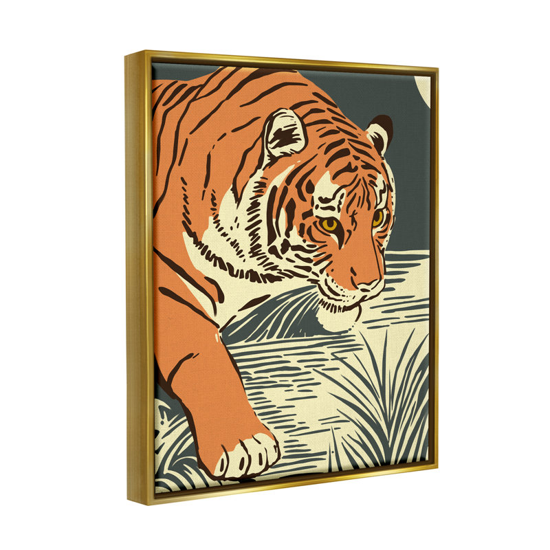 «Bungalow Rose Contemporary Tiger Jungle Nature» par Ziwei Li, H 31 po x l 25 po x P 1,7 po, Cadre flottant métallique doré