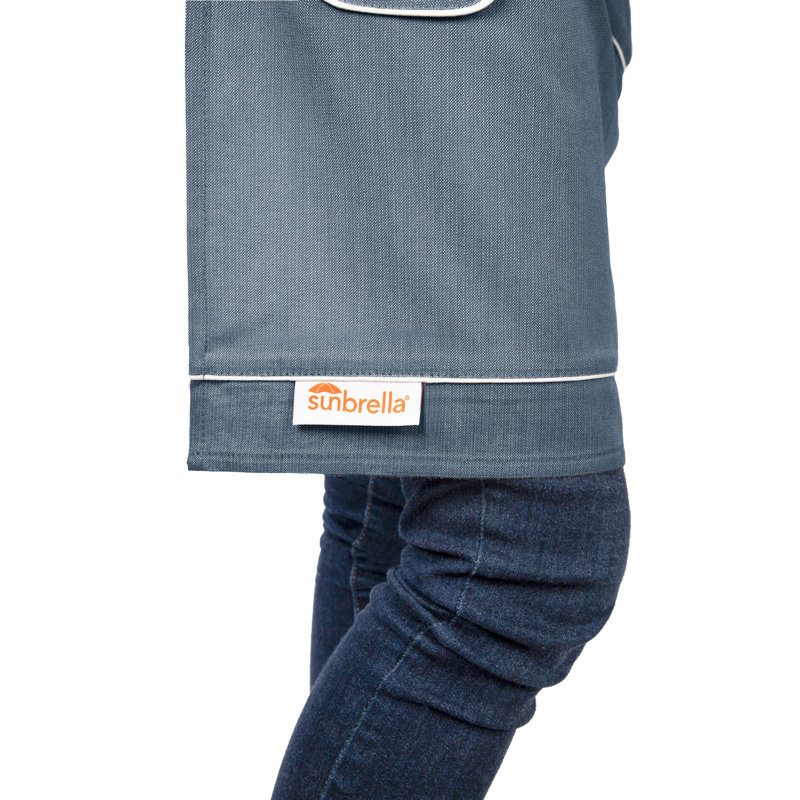 Sunbrella By Gracie Oaks Apron 24" X 28", With 23" Adjustable Neck Strap, With Pockets, Stain Resistant, Denim