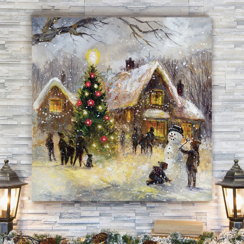 Winter Christmas wall art - Tree Lighting On Canvas Print
