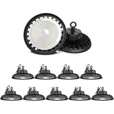 Dimmable Circle 150W LED High Bay Light Shoplight Super Bright Commercial Lights for Workshop, Warehouse, Gym, Basement, Factory (Set of 10)