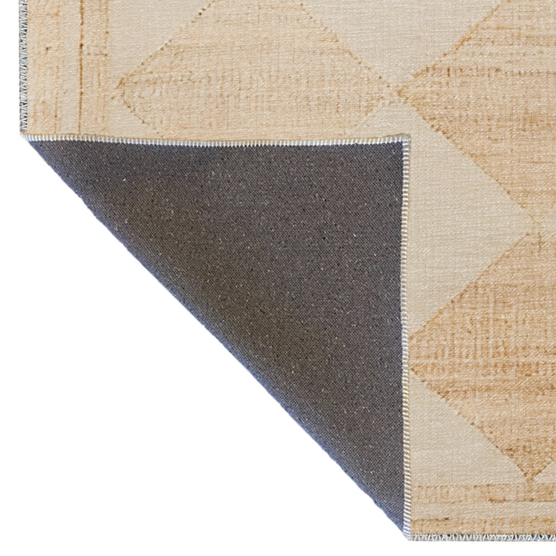 Tapis décoratif moderne à motif géométrique brun et beige, Rectangle 3 pi 11,24 po x 5 pi 10,87 po