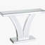 Console scintillante en forme de V avec effet miroir, stable et facile à installer, idéale pour les espaces de vie et les entrées. Dimensions : profondeur 100,3 cm, largeur 29,3 cm, hauteur 80,2 cm. Base stable.