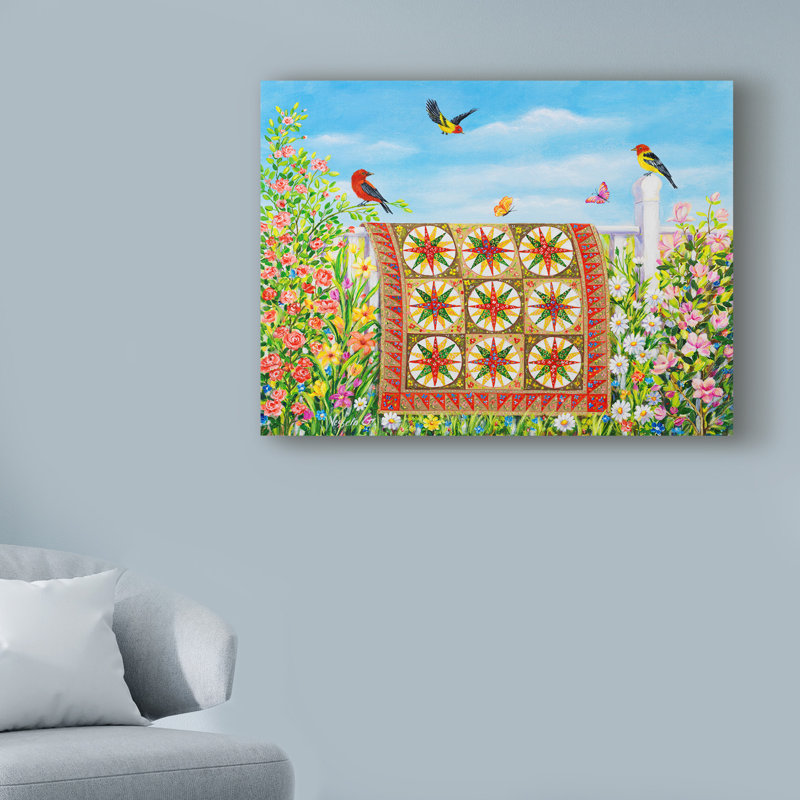 « new day quilt », reproduction de peinture à l’acrylique sur toile tendue, H 14 po x l 19 po x P 2 po