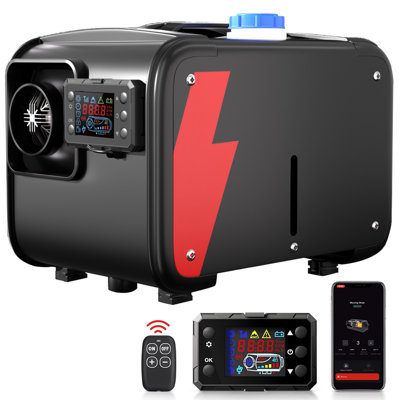 Chaufferette, chaufferette au gazole 8KW 12V-24V tout-en-un avec écran ACL de contrôle Bluetooth, chaufferette de voiture au réservoir de carburant 5L