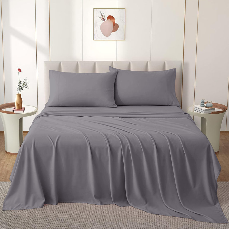 Nycolas 100% Cotton Flat Sheet, Grey, Super King (6')