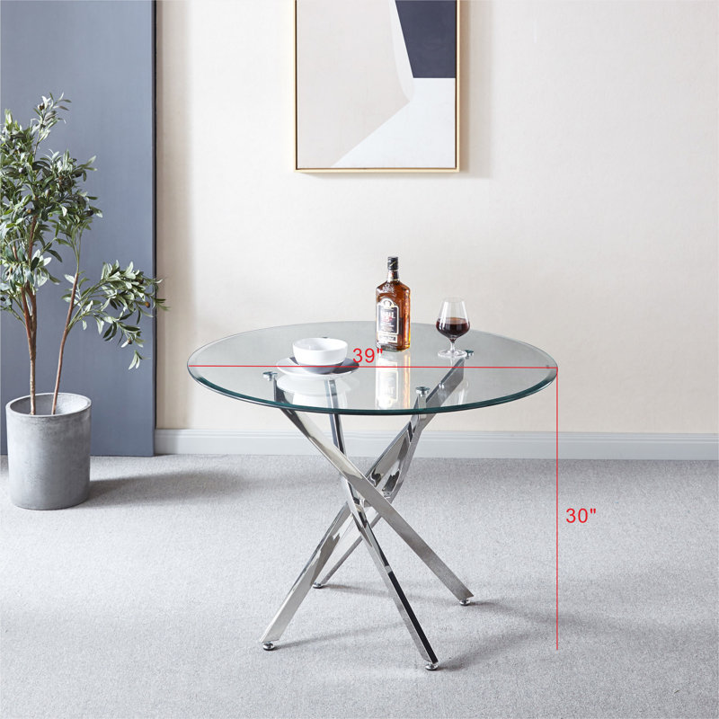 Table de salle à manger Tenyia, H 29,3 po x l 39 po X L 38,52 po, Argent argent