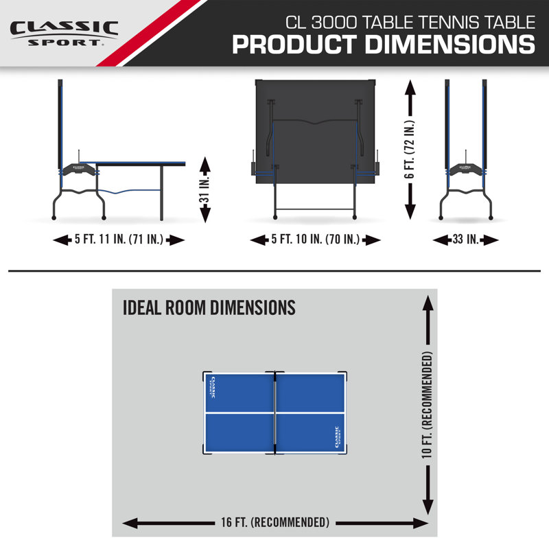 Table de ping-pong d'intérieur réglementaire de taille pliable (épaisseur 18 mm)