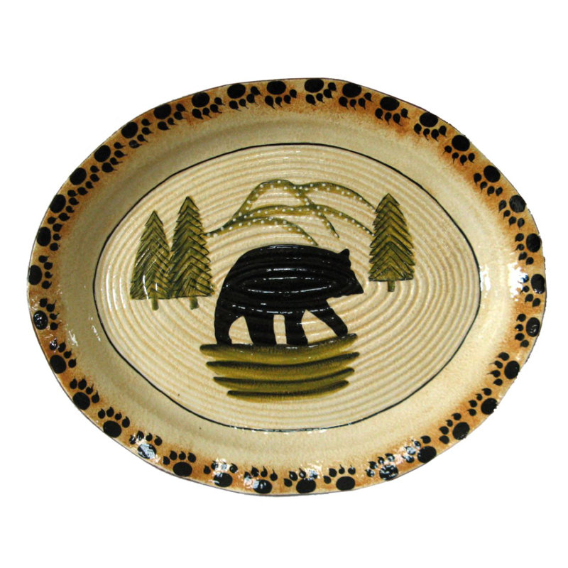 Ridged Ceramic Ellipse Platter Dish for Christmas