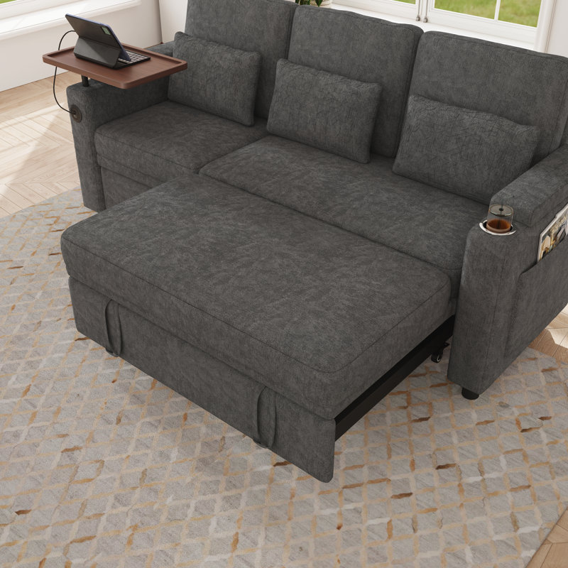 Upholstered 81 " Fabric Sofa, Dark Gray Fabric