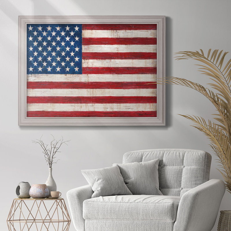 Toile encadrée de qualité supérieure Old Glory - prête à être accrochée, H 23 po x l 32 po x P 2,5 po, Encadré en gris clair