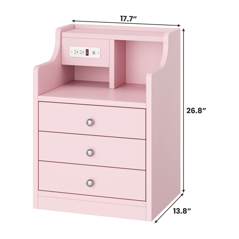 Akke 17.7'' W Nightstand, Pink