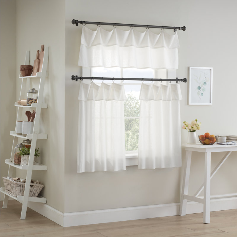 Drop Cloth Light Filtering Ring and Tab Top Farmhouse Valance, Off White