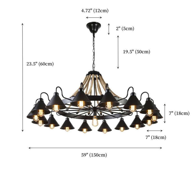 17 - Light Dimmable Wagon Wheel Chandelier