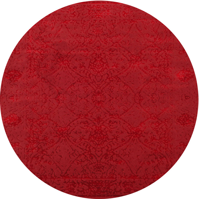 Tapis de zone rouge contemporaine, Rond 6 pi