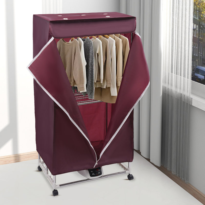 OUKANING 66.14 Cubic Feet cu. ft. High Efficiency Portable Dryer, Wine Red