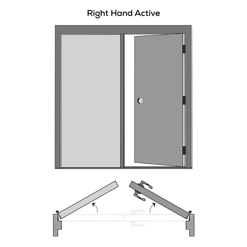 Primed White MDF 3-Panel Interior French Door with Satin Nickel Hinges