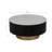 Round Coffee Table with White Marble Top and Black Wood Base, Living Room Table with Gold Metal Accent, Modern Coffee Table, 34"