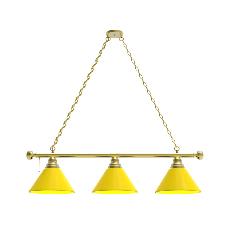 Luminaire suspendu 3 lumières pour table de billard, Blanc, Laiton
