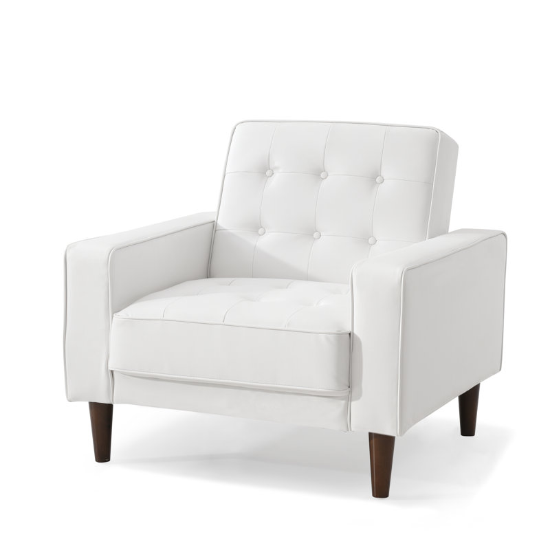 Woodmere Upholstered Accent Chair, White Faux Leather