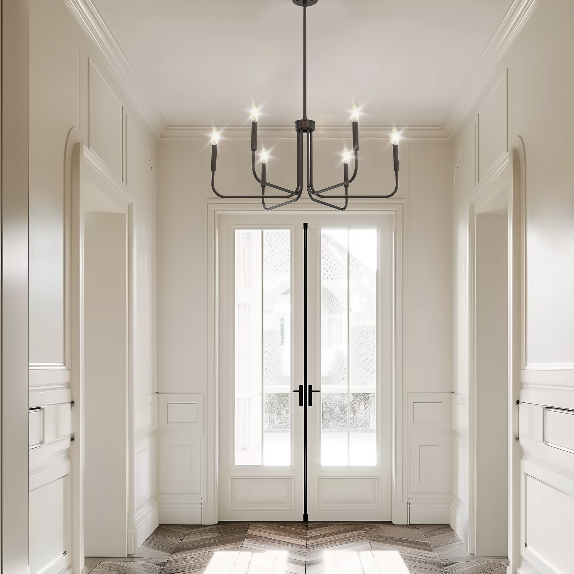 View of Mercer41 Chandelier 6 Light Industrial Style | Wayfair