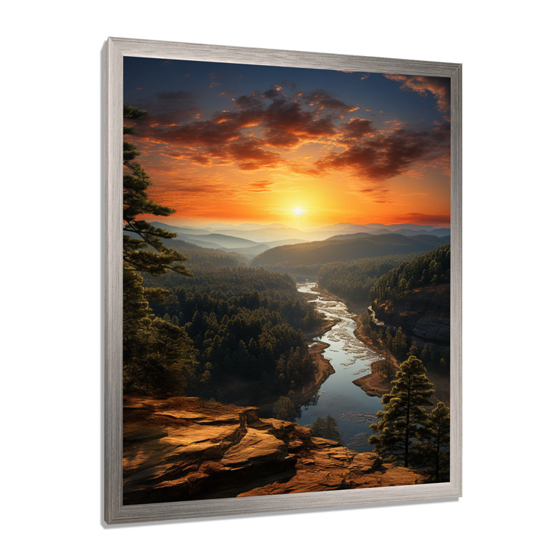 «Georgia Landscape - Georgia», reproduction sur toile, H 32 po x l 16 po x P 1 po, Cadre simple argenté