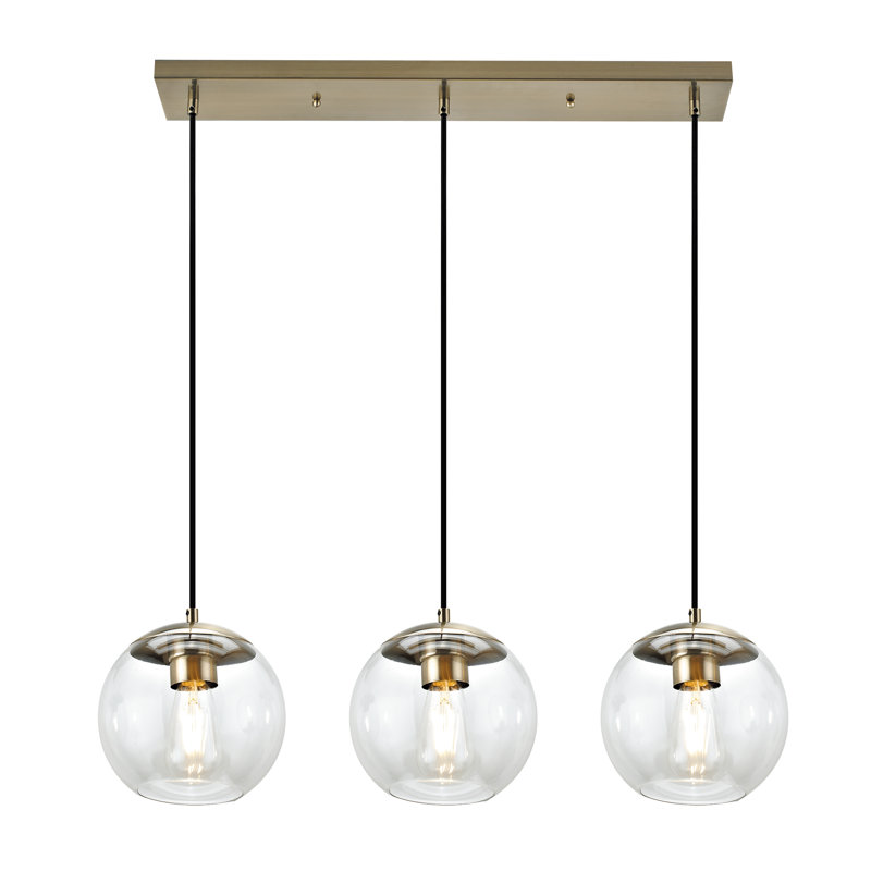 Thursa 3 - Light Kitchen Island Pendant, Antique Brass