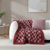 Checkerboard Checkered Knitted Throw Blanket