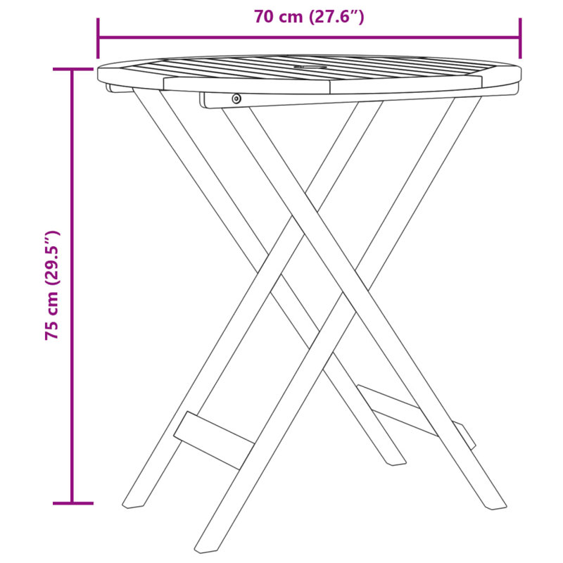 2 - Person Wood Patio Dining Set with Round Table, Grey/Brown