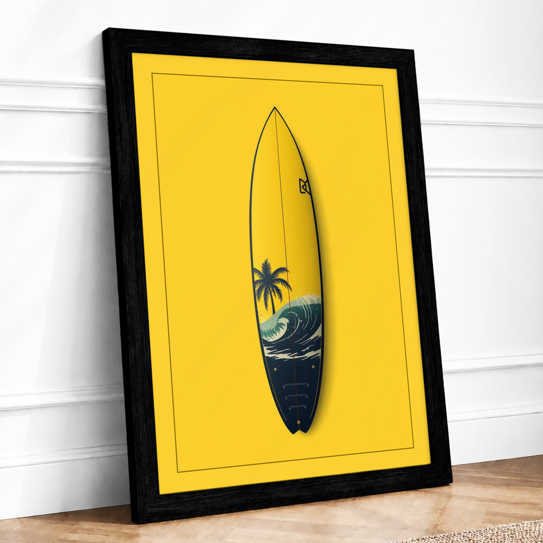 Tropical Surfboard Coastal - Framed Print